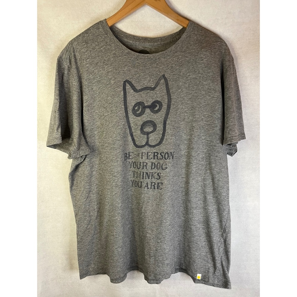 Life Is Good L Tee Be The Person Your Dog Thinks You Are Grey TShirt 100% Cotton